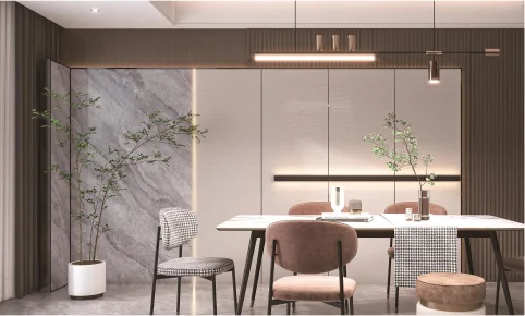 bamboo wood fiber integrated panel for luxury residential dining room